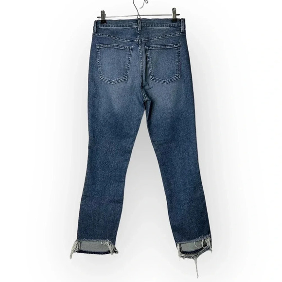 3X1  W3 Blue Cammi Cropped Distressed High-Rise Straight Leg Jeans 27 - Picture 4 of 10